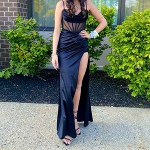 Lady Black Tie Black Prom Dress